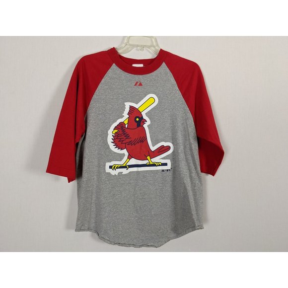 Majestic St. Louis Cardinals gray and red Reglan‎ men shirt size M - Picture 5 of 7